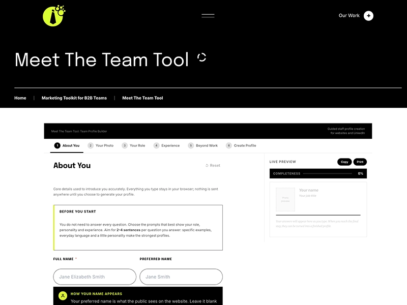 Meet The Team Tool